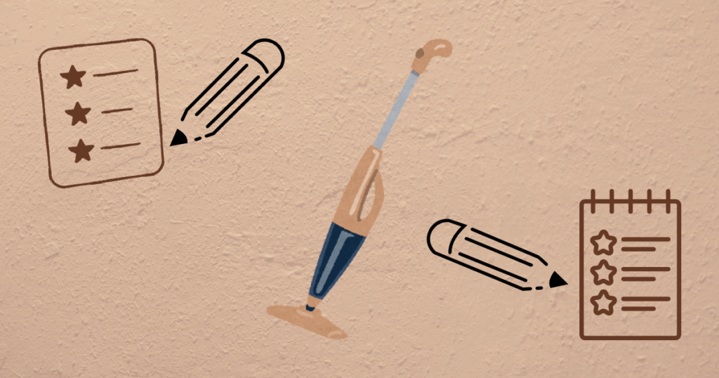 掃除機とメモのイラスト